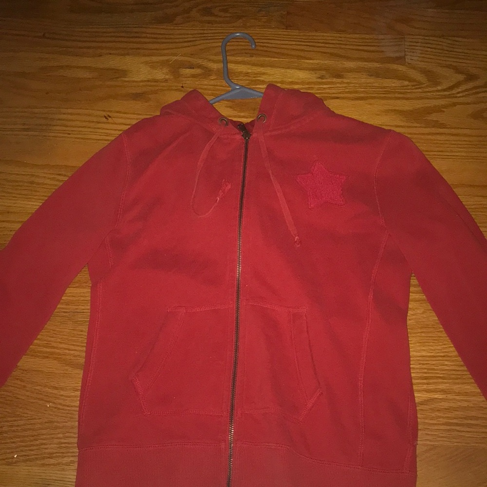 Red zip up jacket